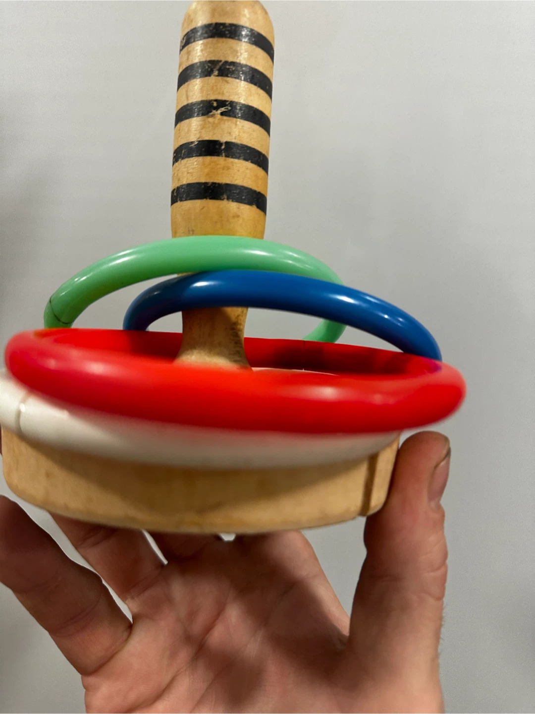 Vintage 60s Japanese Cat Chef Bobble Spring Ring Toss Toy - photo 4