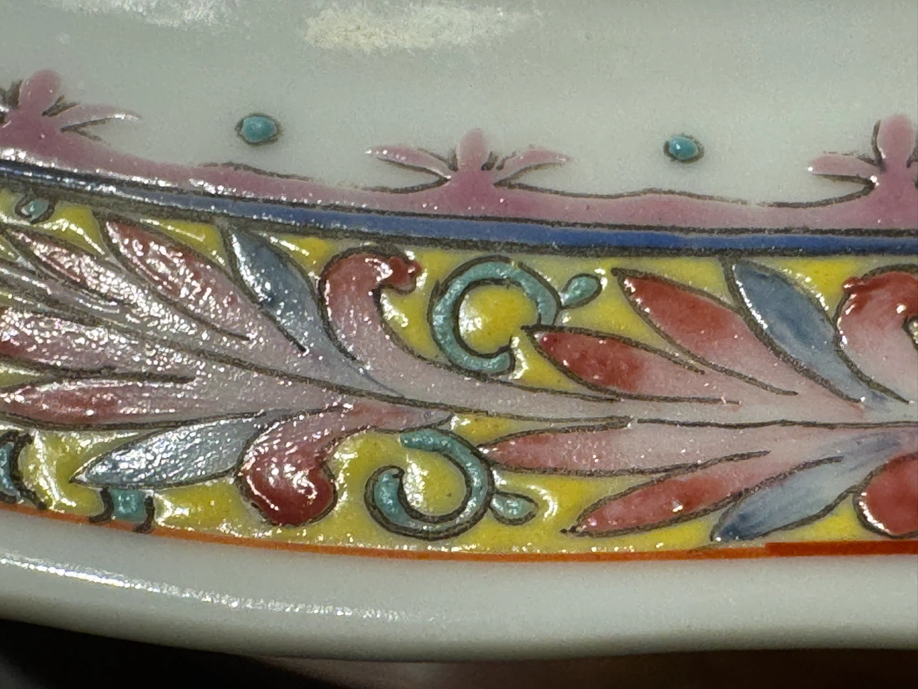 Antique 1937 Chinese Republic Famille Jaune Porcelain Dish 民国时代瓷 - photo 4