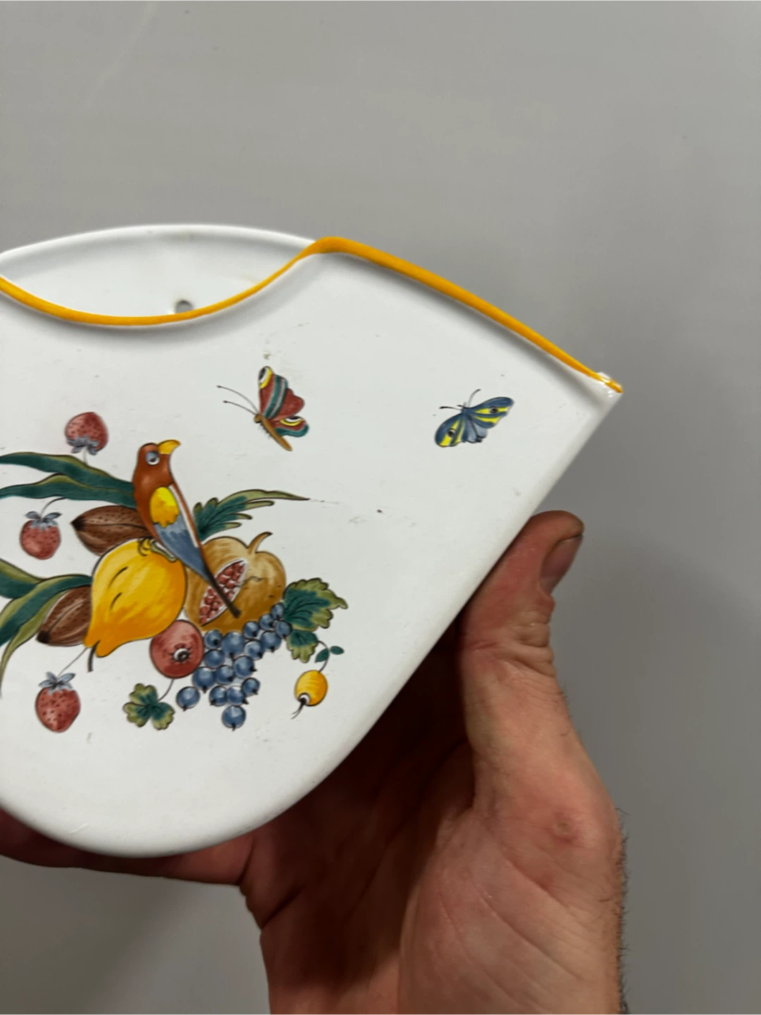 Vintage French Faience Bird Wall Pocket Filter Holder - photo 3