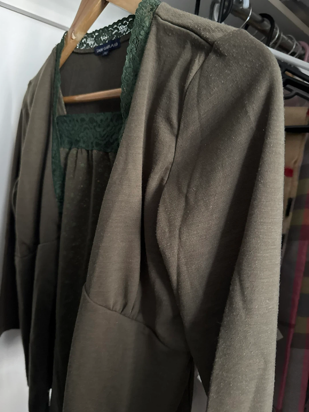 Japanese Haute Counture Olive Green Layered-Look Top