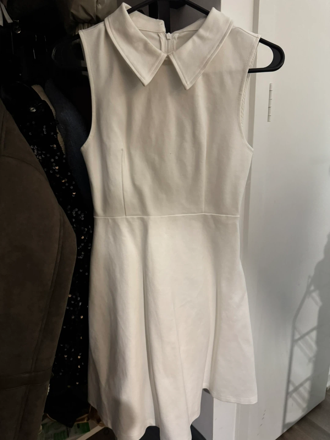 Dior styled White Collared Sleeveless Dress