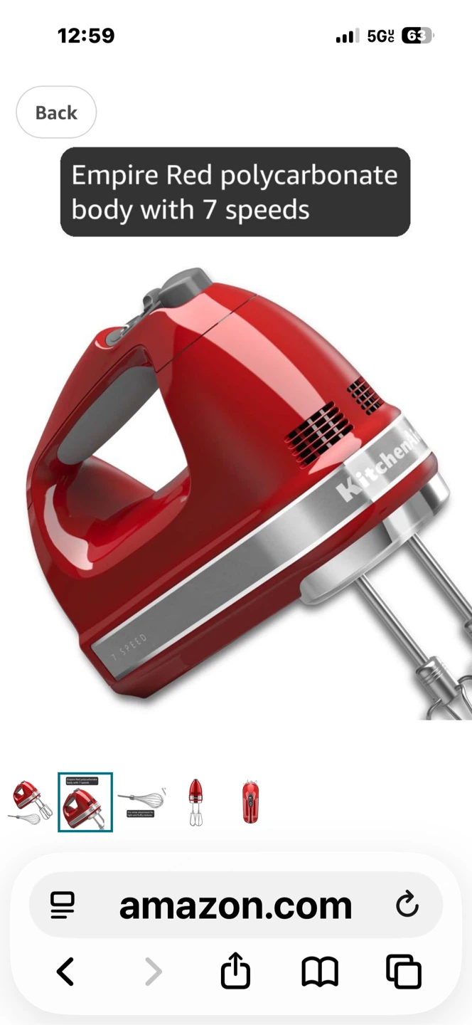 KitchenAid 7-Speed Hand Mixer in Empire Red - photo 3