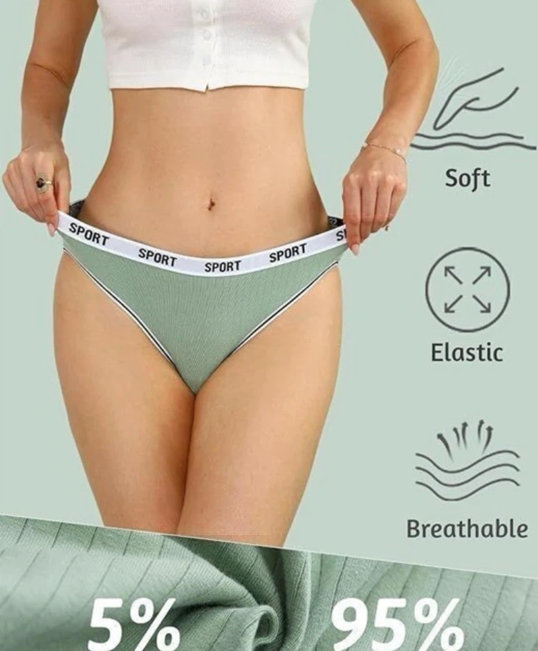6- Pack Sport Waistband Ribbed Cotton Panties- new - photo 4