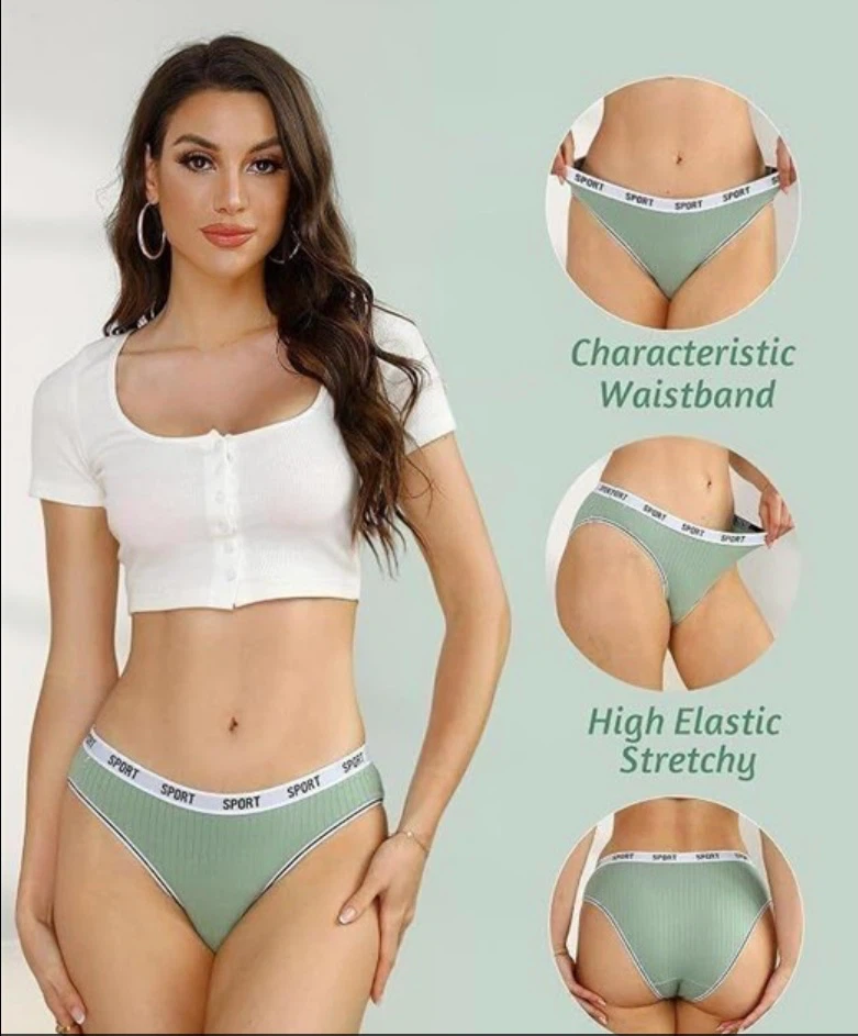 6- Pack Sport Waistband Ribbed Cotton Panties- new - photo 5