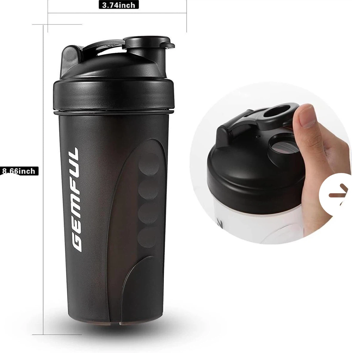 Set of 2 Gemful Protein Shaker Bottles- New - photo 2