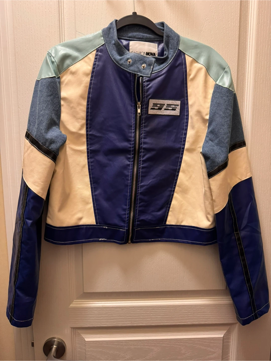 Fashion Nova Colorblock Faux Leather Jacket