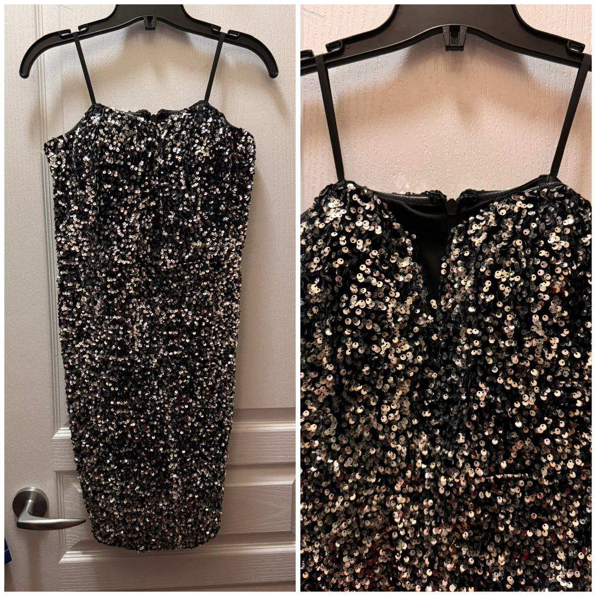 Black/Silver sequin strapless dress