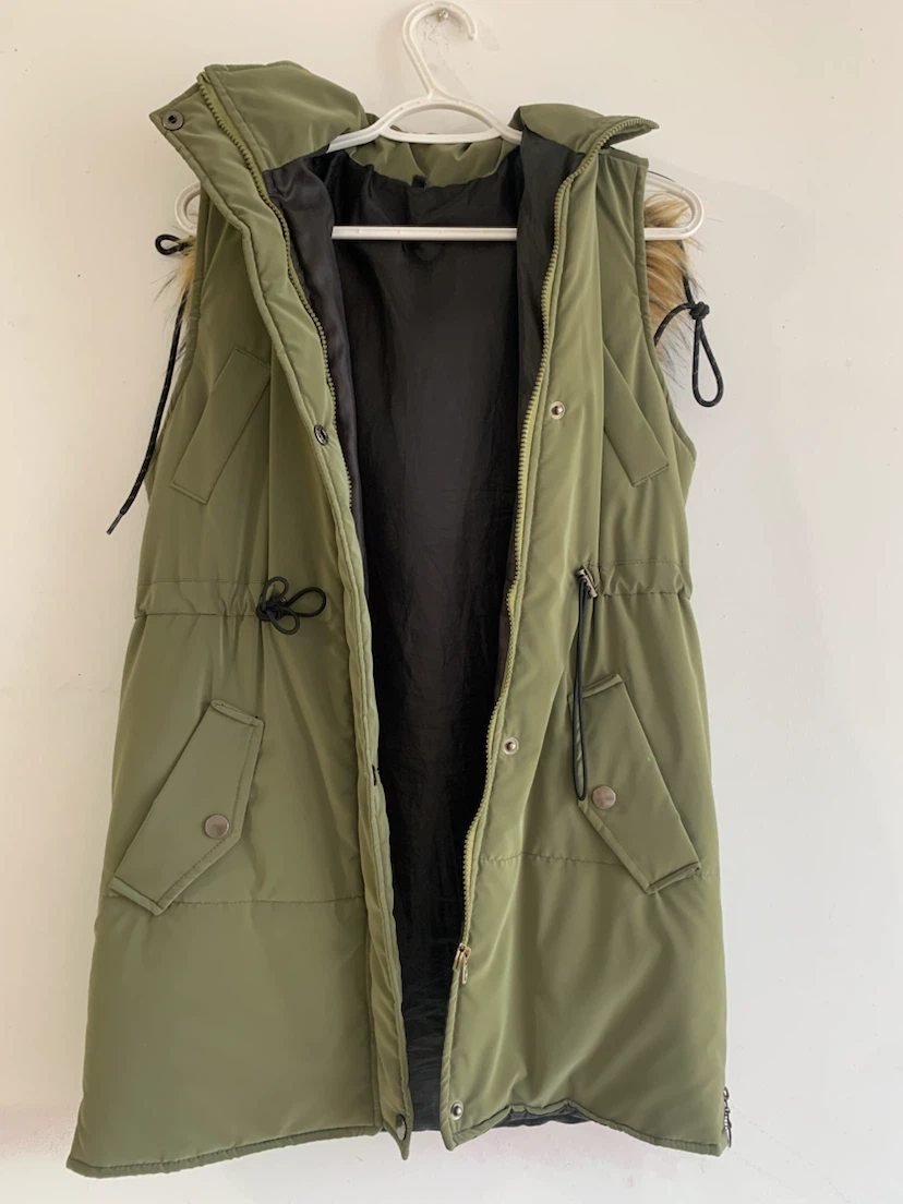 Olive green hooded vest