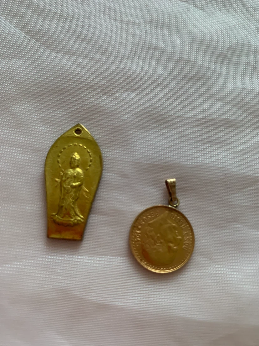 Mexican Coin Pendant and Japanese Buddhist Amulet