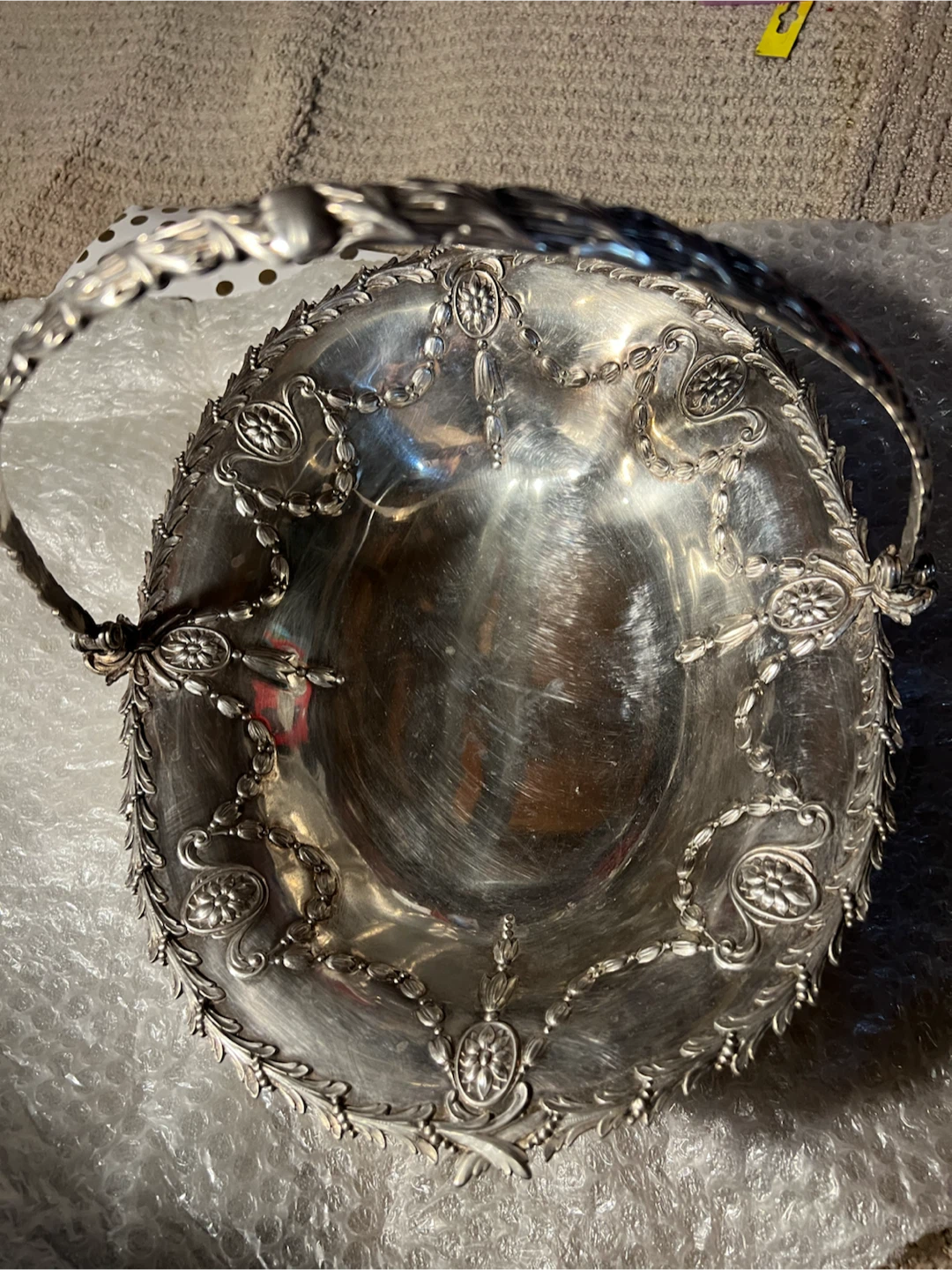 Vintage Ornate Silver-Plated Basket - photo 3