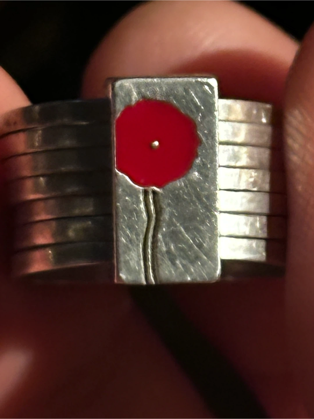 Vintage Kenzo Flower sterling Poppy Ring