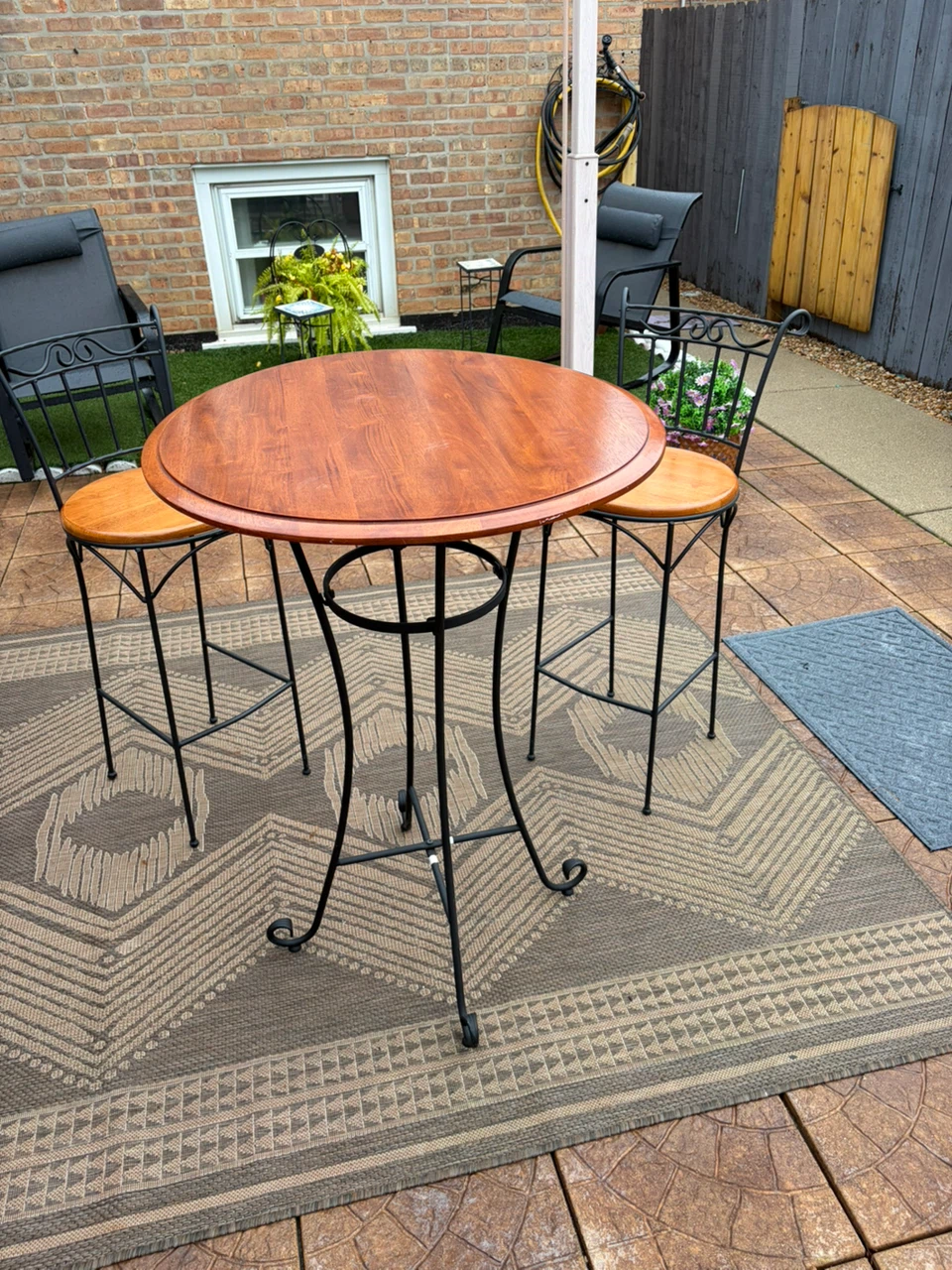 Metal and Wood Bistro Table Set