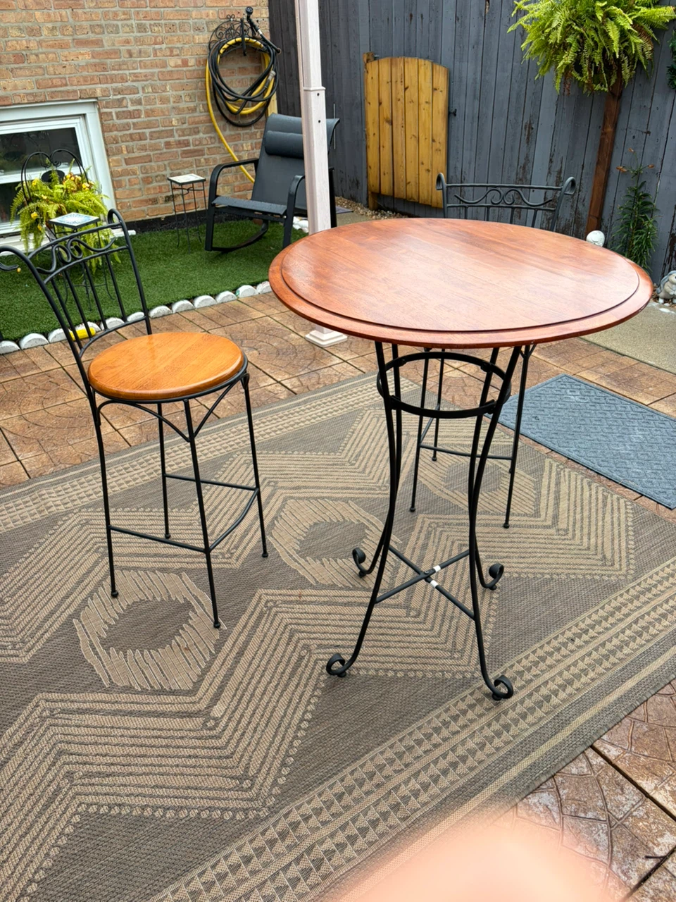Metal and Wood Bistro Table Set - photo 2