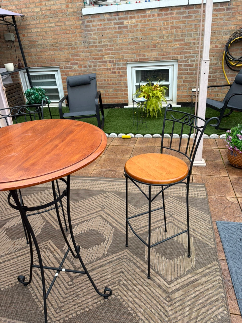 Metal and Wood Bistro Table Set - photo 3