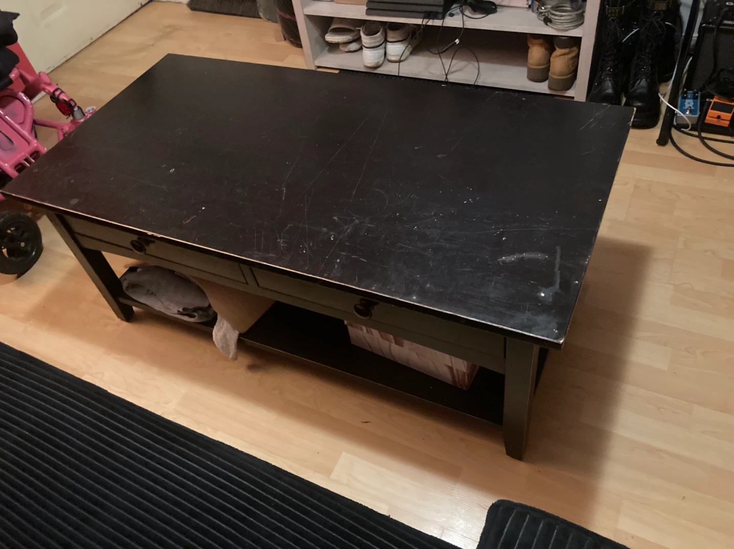Black Wooden Coffee Table with Storage Drawer - Make me an offer