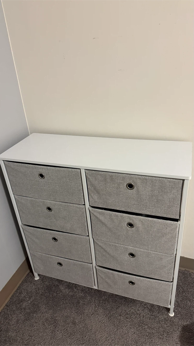 SONGMICS 8-Drawer Fabric Dresser – Light Gray & White