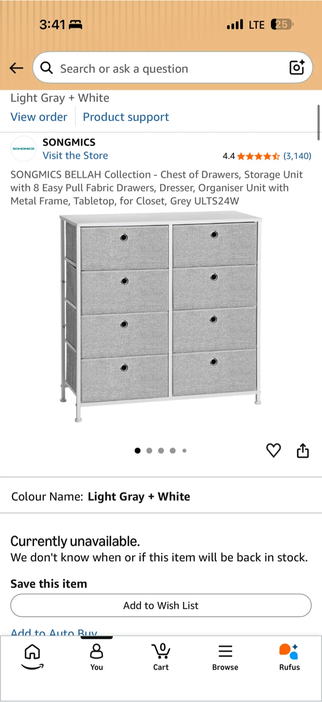 SONGMICS 8-Drawer Fabric Dresser – Light Gray & White - photo 2