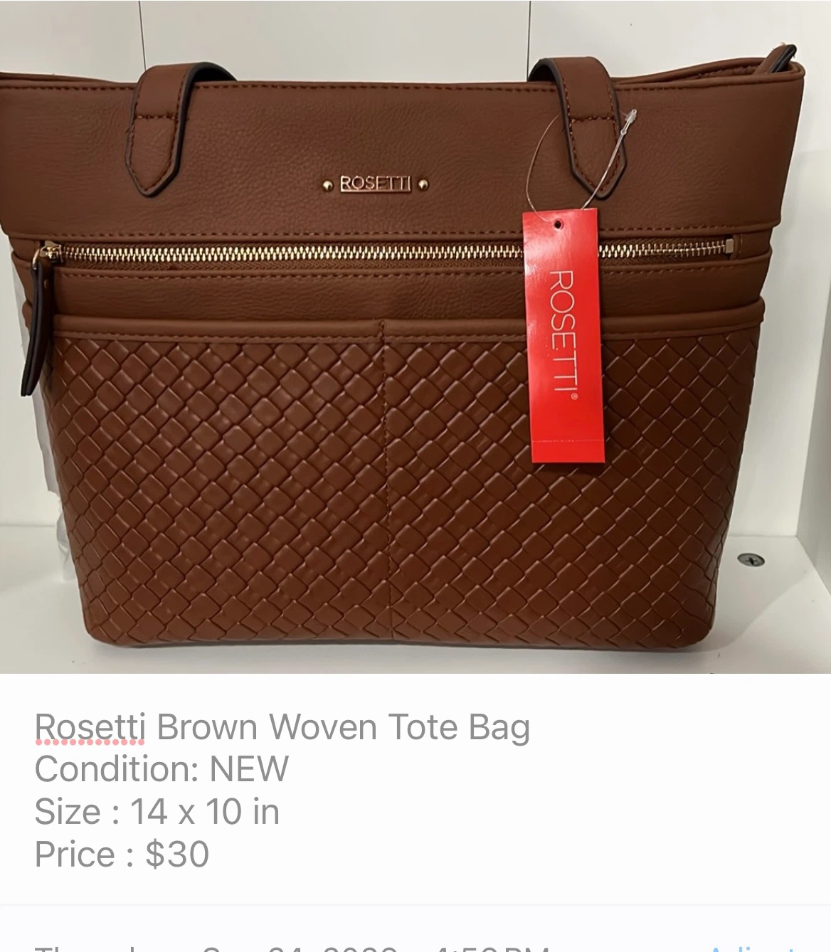 Rosetti Brown Woven Tote Bag