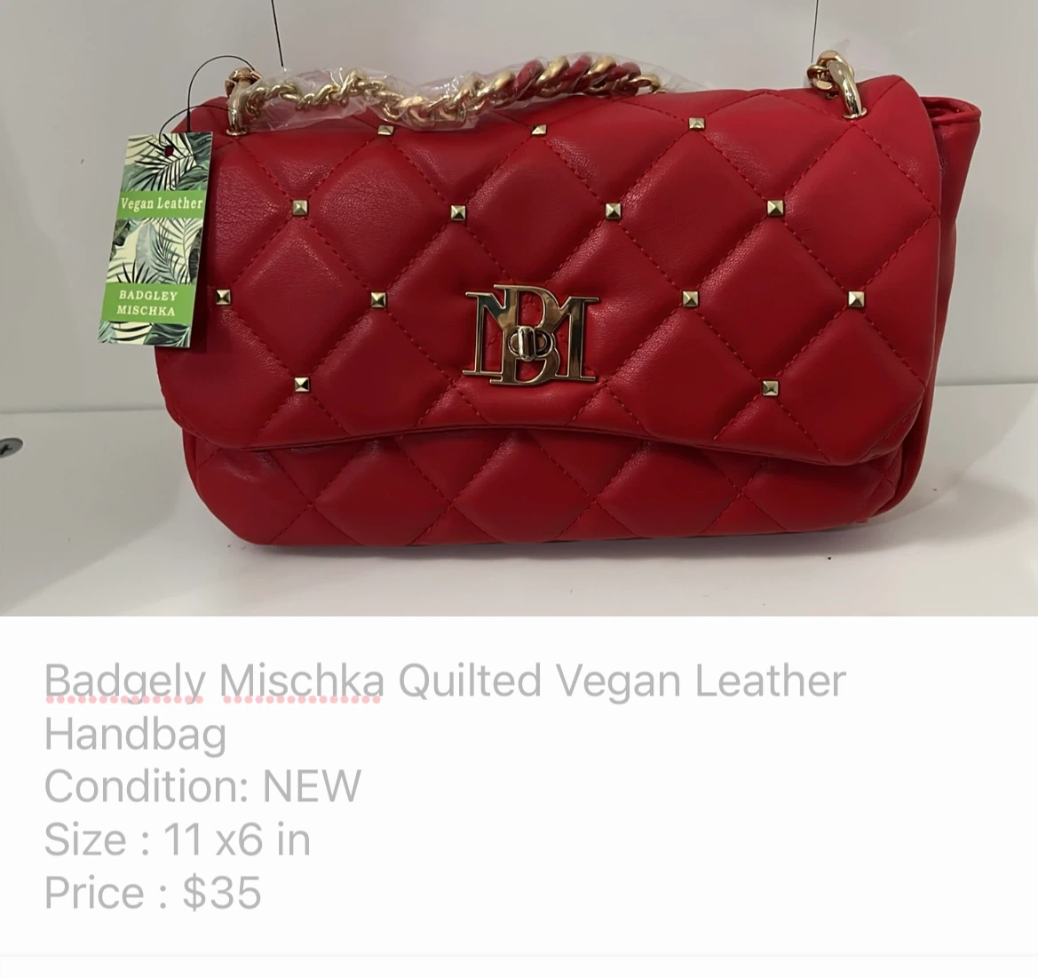 Badgley Mischka Quilted Vegan Leather Handbag