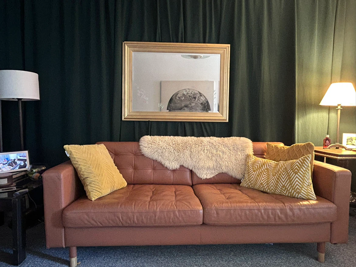 Tan Brown Leather Sofa