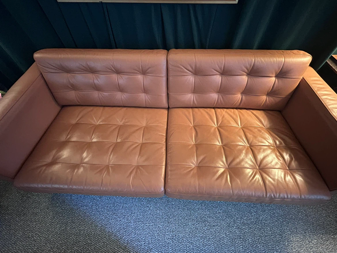 Tan Brown Leather Sofa - photo 2