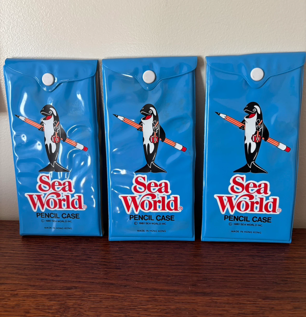 Set of 3 Vintage 1980 Sea World Pencil Cases