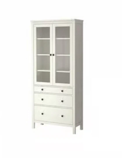 IKEA Hemnes Glass-Door Cabinet with 3 Drawers