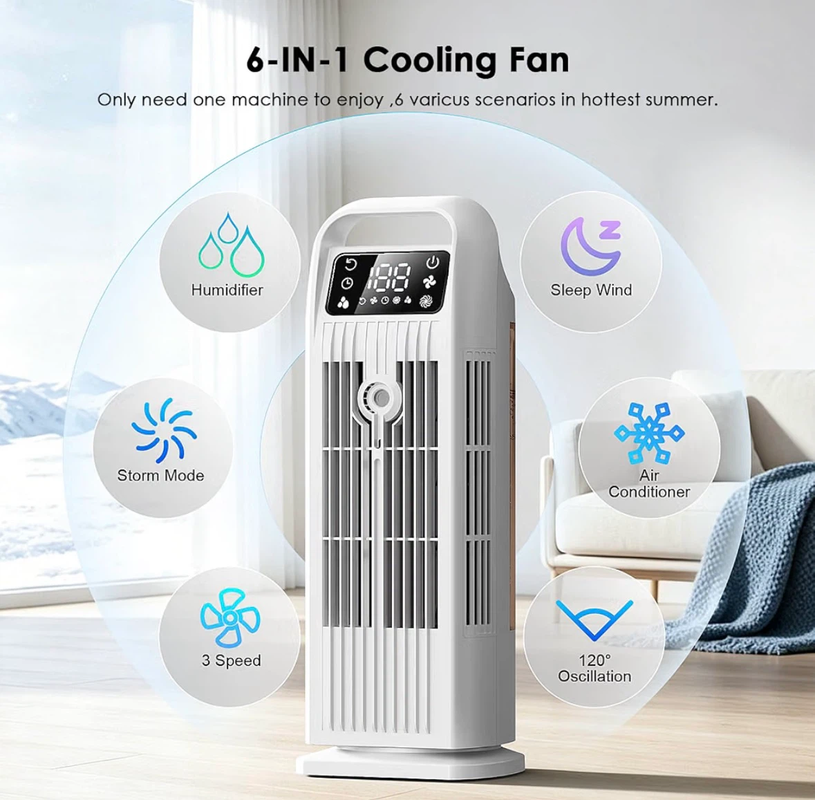 6-in-1 Portable Cooling Fan