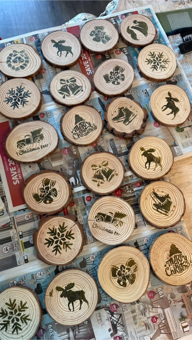 Set of Handmade Wooden Christmas Coasters - photo 2