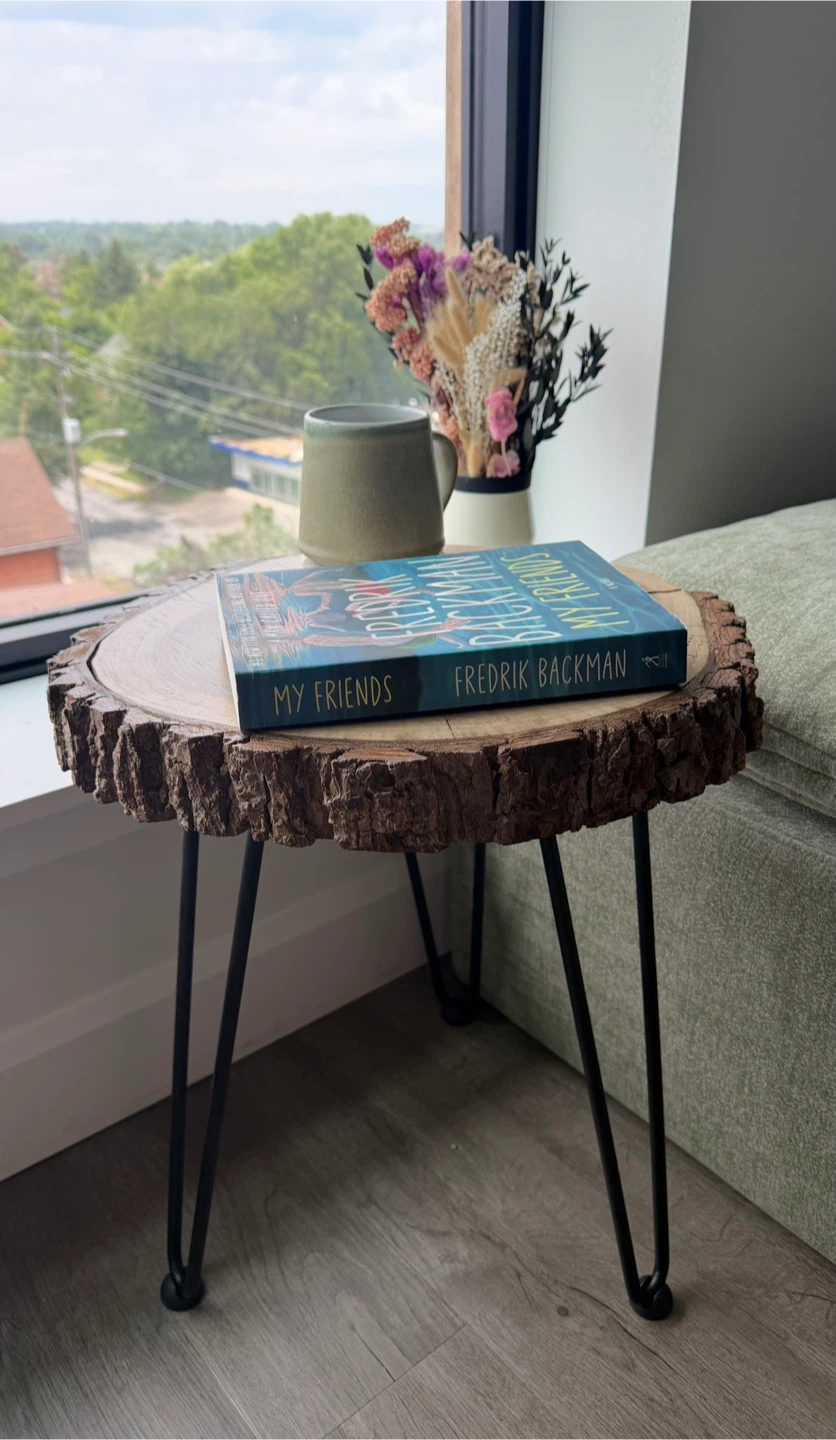 Rustic Walnut round side table