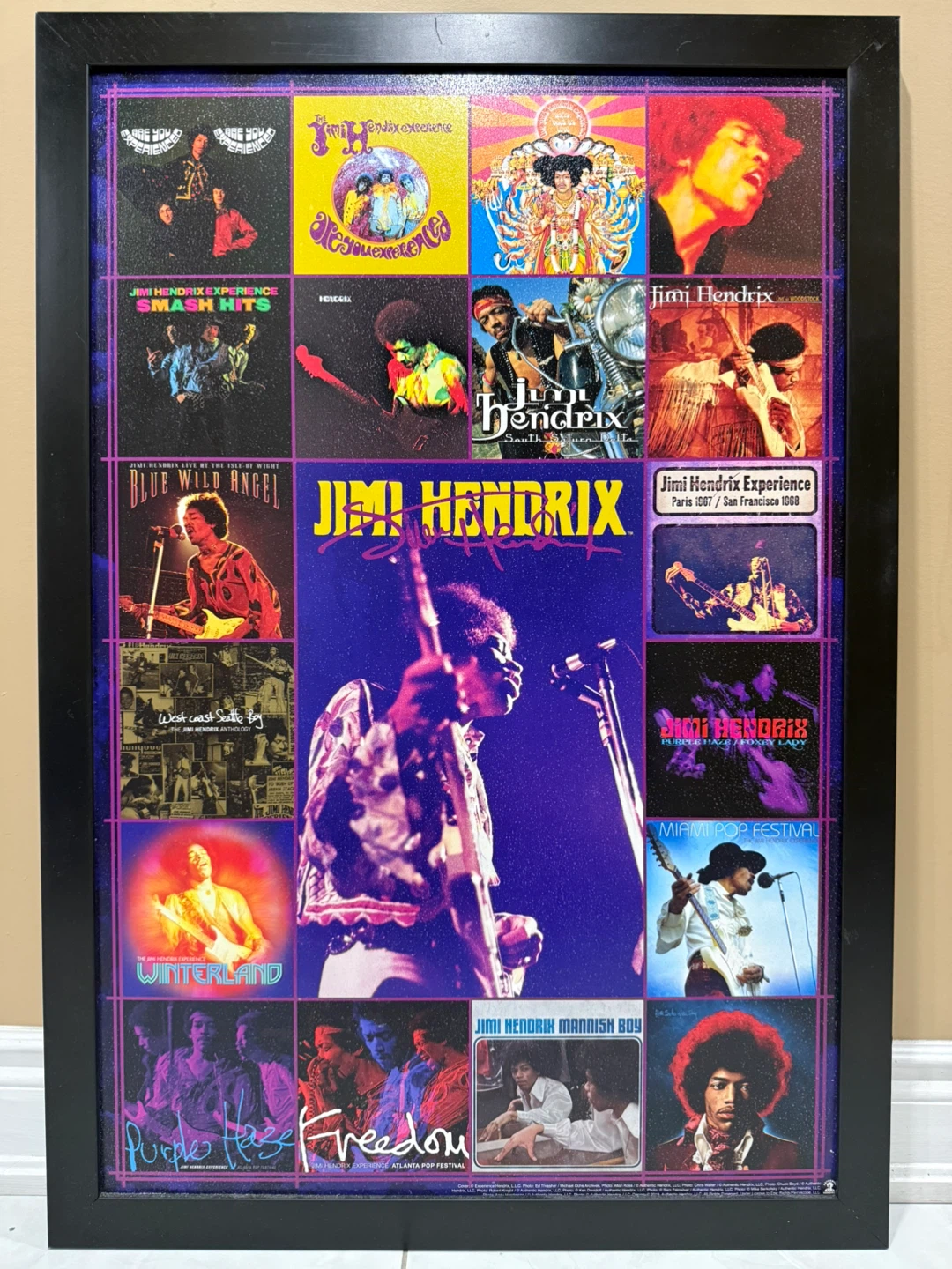 Jimi Hendrix Collage Framed Poster With Black Frame
