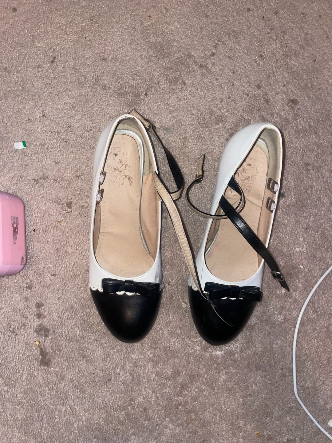 Black and white Mary Jane style flats