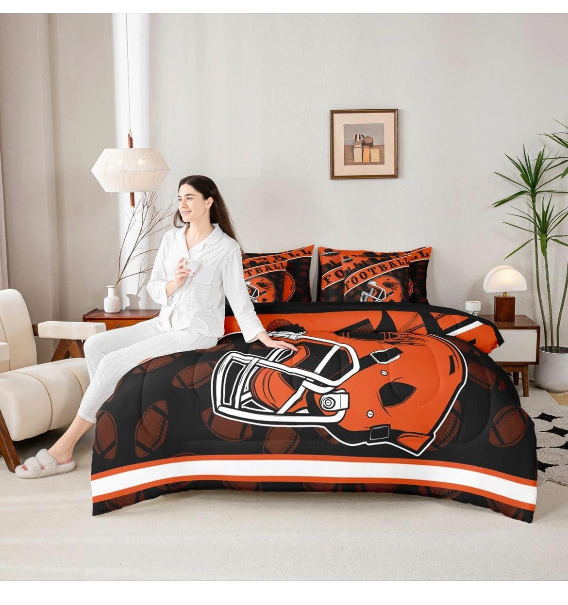 TWIN size 7 pcs Football Themed Bedding Set - photo 2