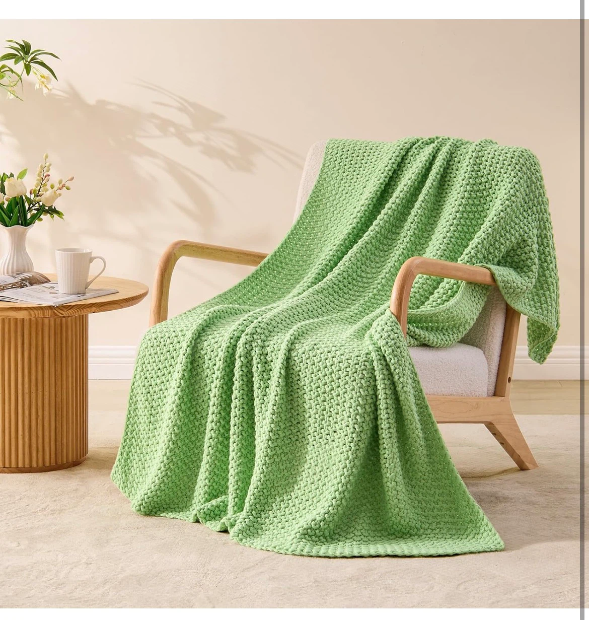 Green Chunky Knit Throw Blanket - photo 2