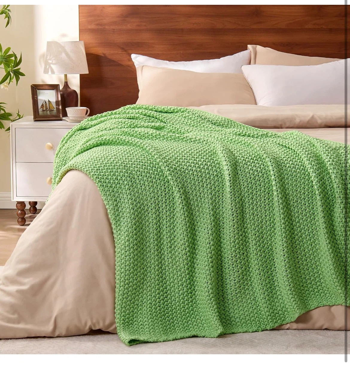 Green Chunky Knit Throw Blanket - photo 3