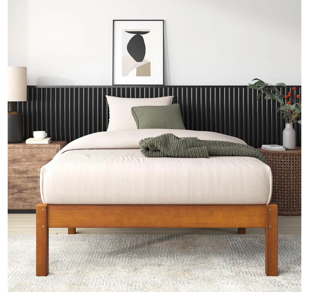 Sustainable Bamboo Twin Bed Frame & mattress