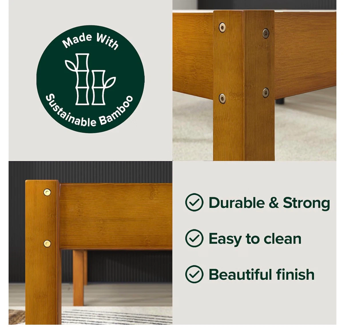 Sustainable Bamboo Twin Bed Frame & mattress - photo 4