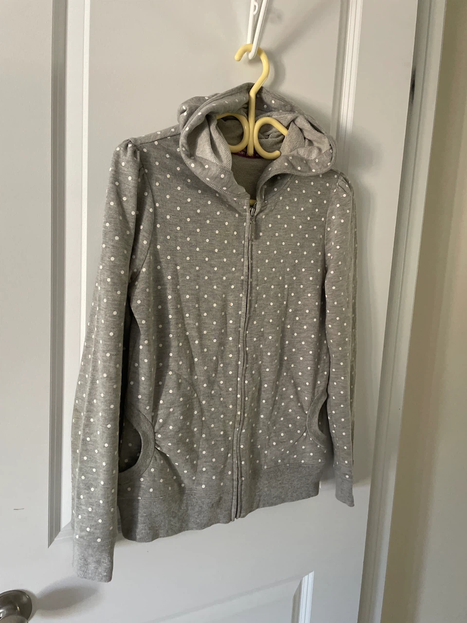 Size S grey polka dot hoodie like new
