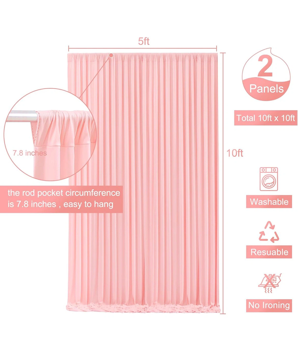 Pink Backdrop Curtains 2 Panels