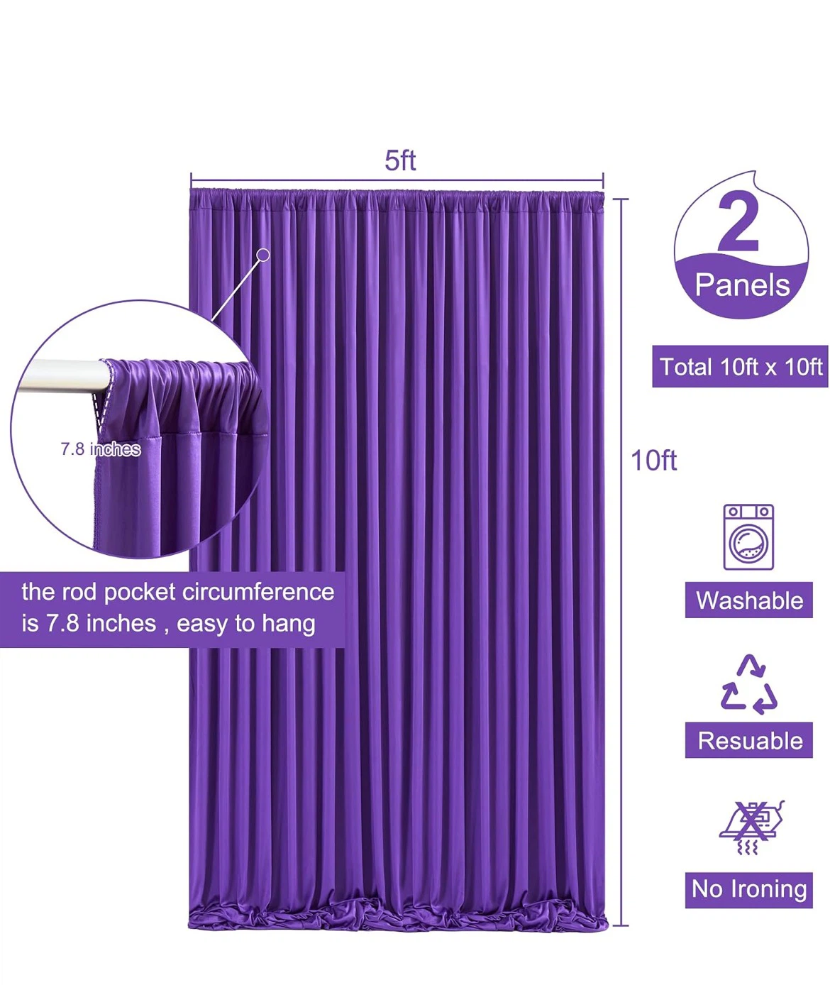 Purple Backdrop Curtain Panels 2 Pack