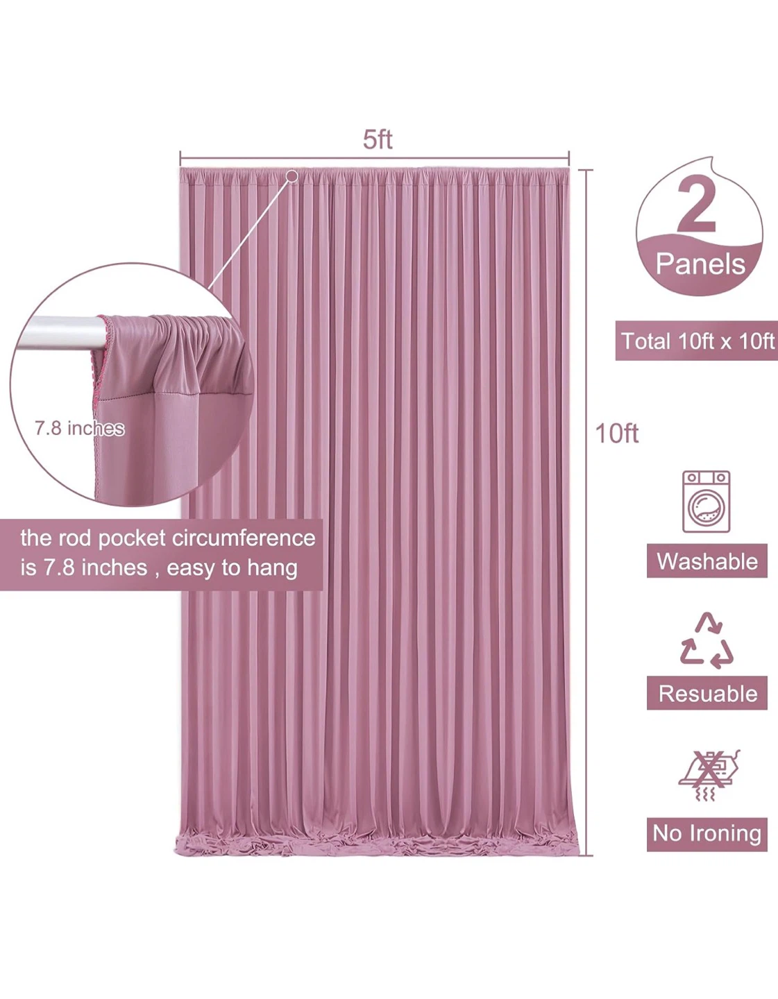 Pink Backdrop Curtains 2 Panels
