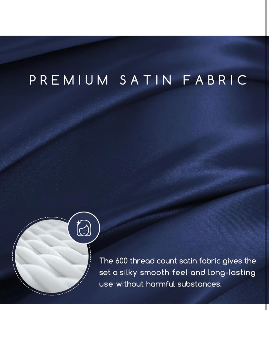 MR&HM King Satin Sheet Set - Navy Blue - photo 3