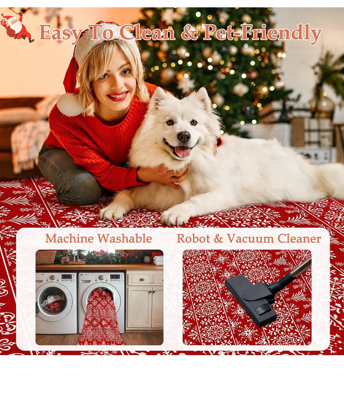Red Christmas Snowflake Area Rug - photo 2