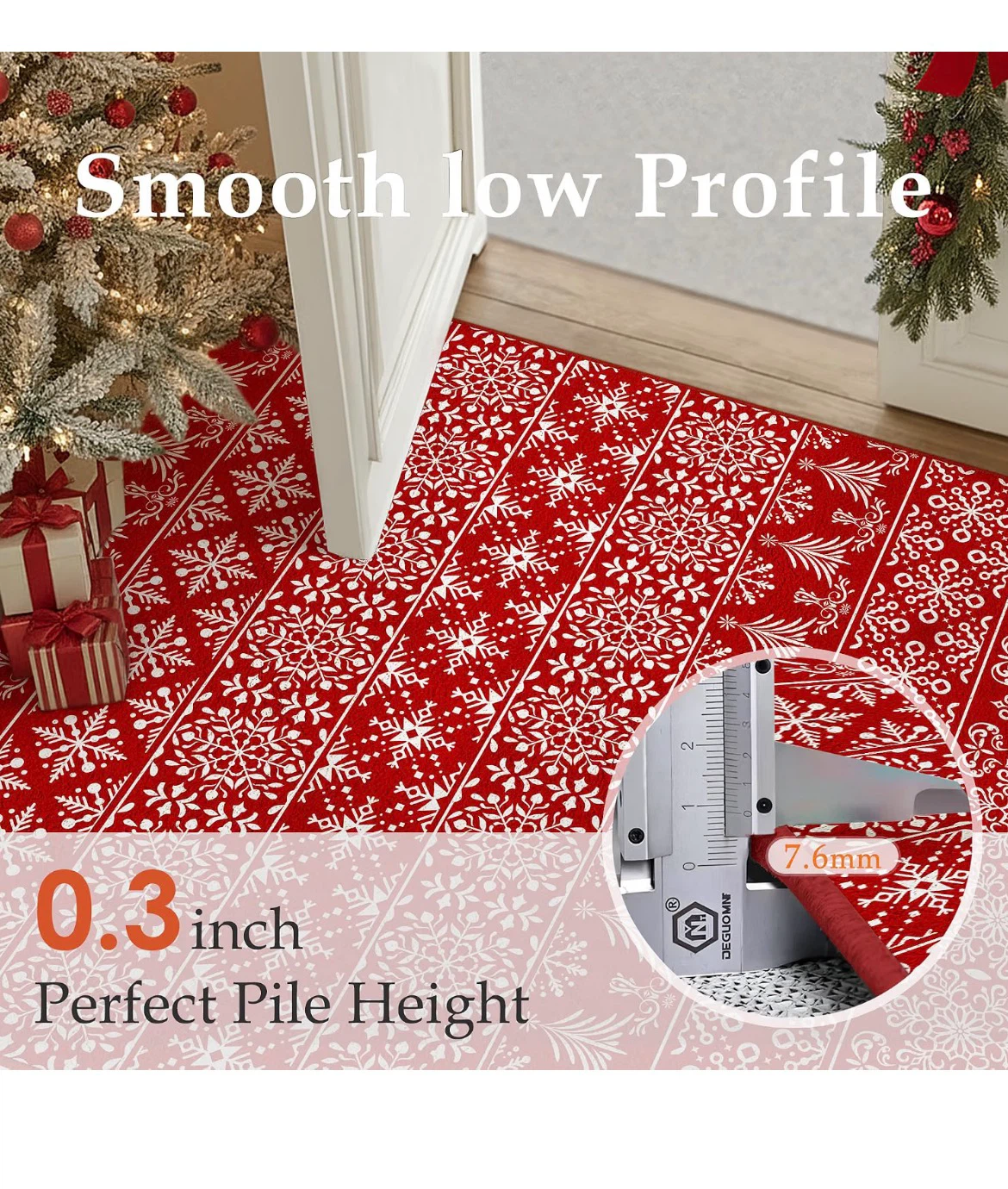 Red Christmas Snowflake Area Rug - photo 3