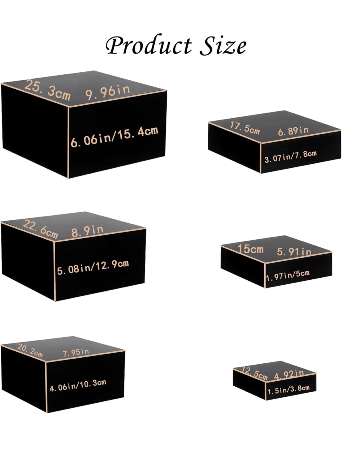 Set of 6 Black metal Display Risers
