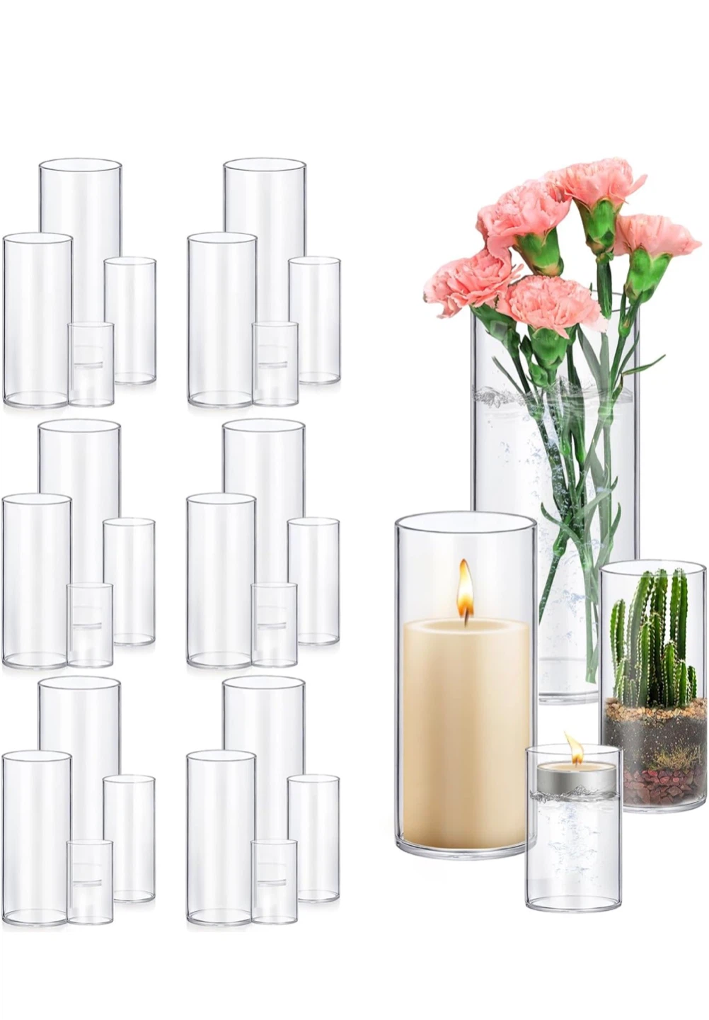 18-Piece Borosilicate Glass Cylinder Vase Set - photo 2