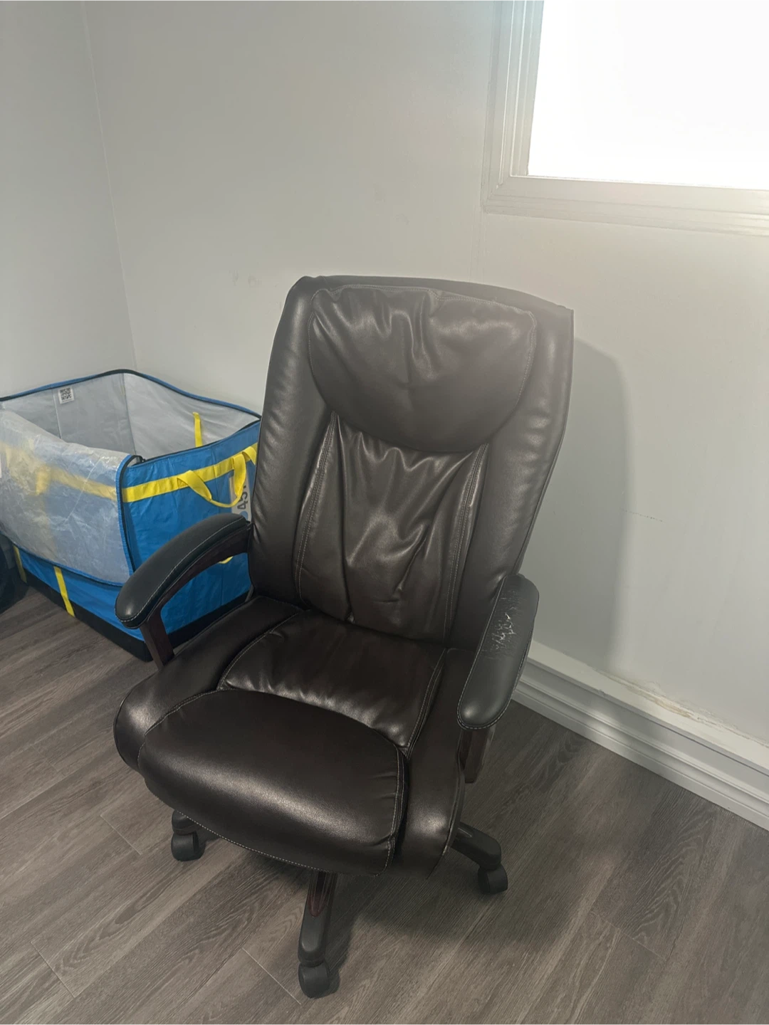 Dark Brown Faux Leather Office Chair