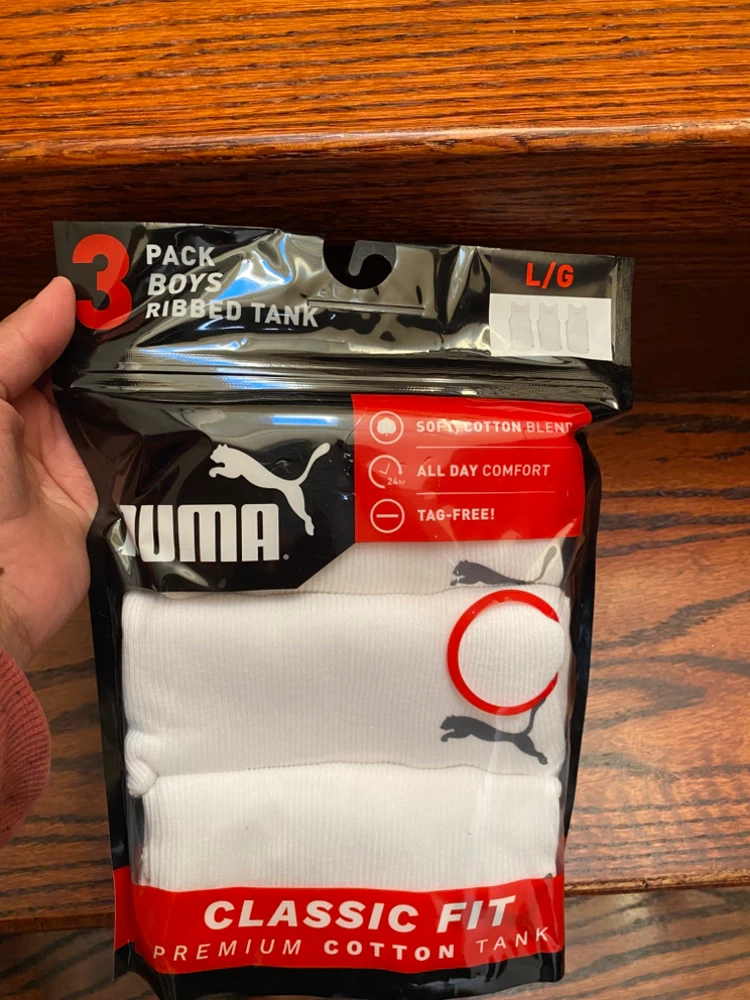 Puma Boys Ribbed Tank 3-Pack Size Large