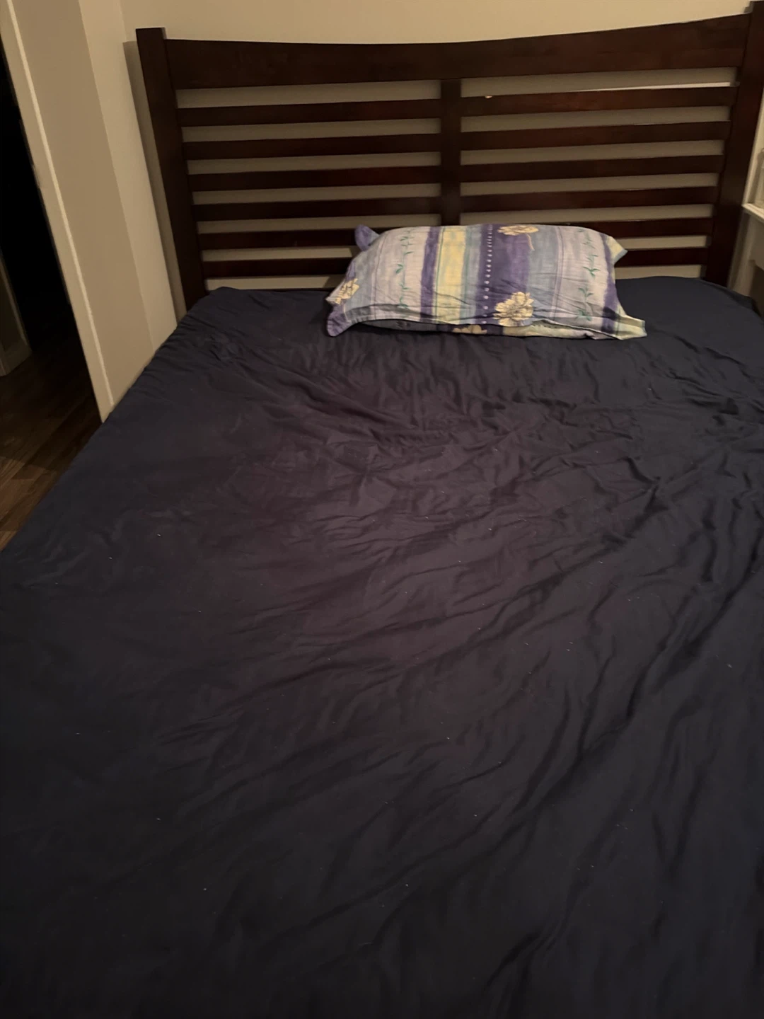 Dark Wood queen size bed frame and mattress