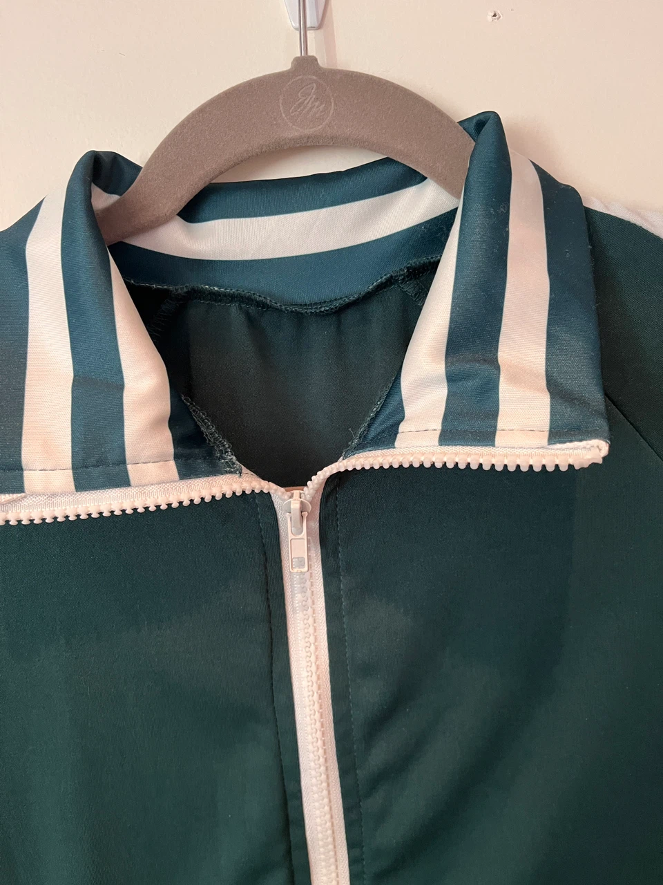 Green and White Striped Track Jacket - photo 2